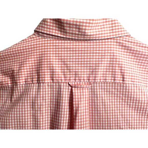 Izod Mens Non-Iron Stretch Orange Checkered Dress Shirt Long Sleeves Easter Med - Picture 4 of 12